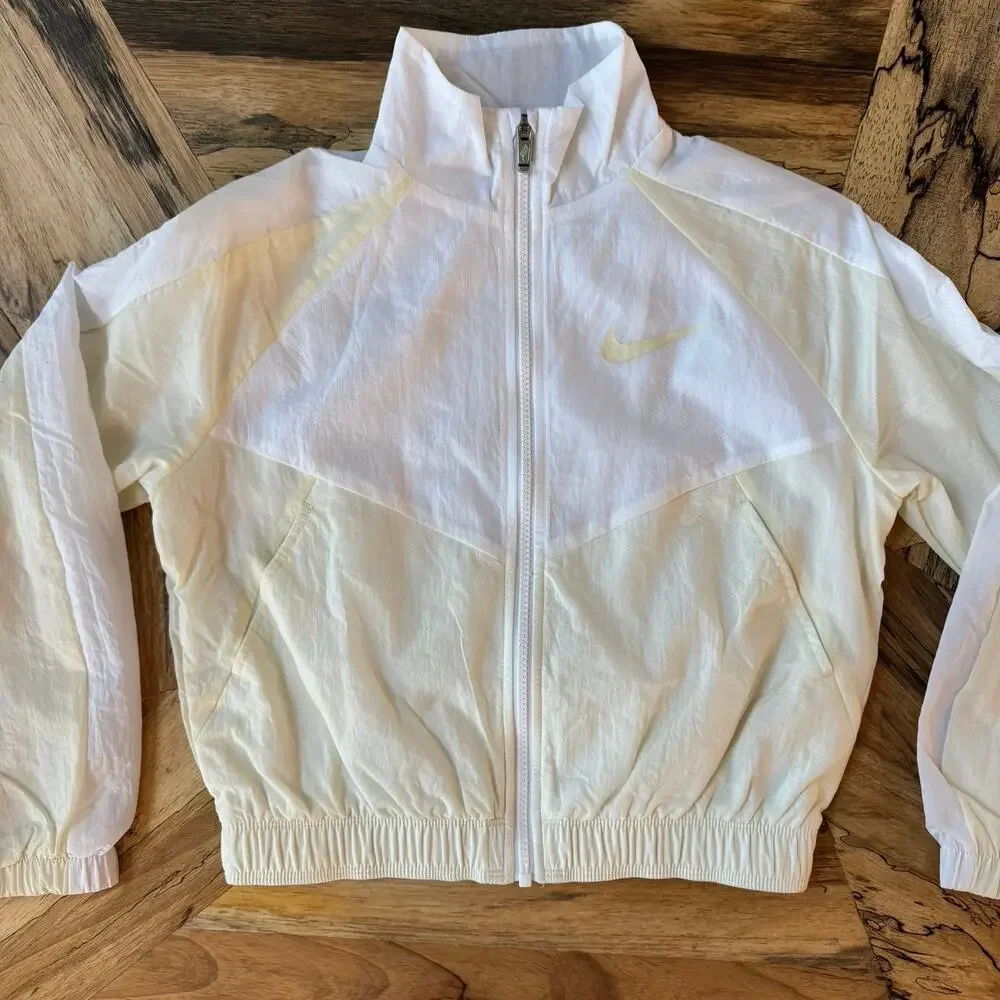 Nike Kids Crop Track Jacket Cream White Girls Youth Medium M FB1267-113